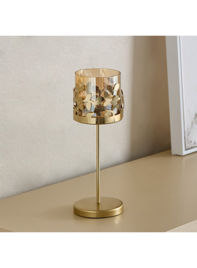 Home Box Metal Leaf Candleholder in Gold - 7.5x7.5x21 cm - Image 4